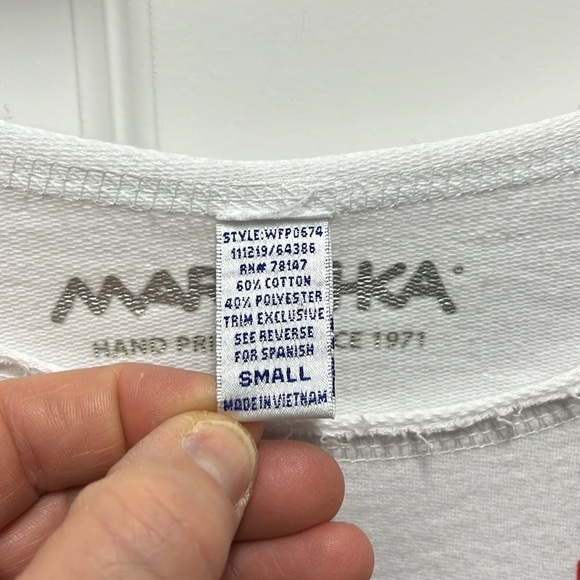 Marushka Handpainted Poppies' Ladies' Crew Fleece Raw-Edge Pullover - Small - Picture 3 of 6